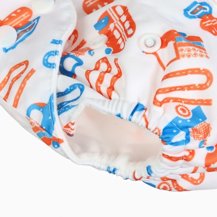 Набор многоразовых подгузников &laquo;Машинки&raquo;, 3-8 кг, цвет белый, голубой, 2 шт., Крошка Я