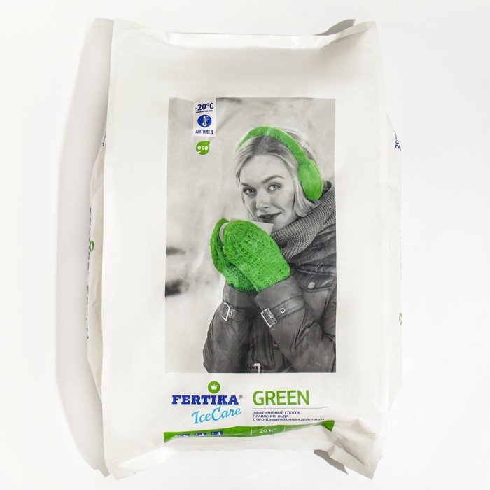 Противогололёдный реагент Fertika IceCare Green, -20С 20 кг Противогололёдный реагент Fertika IceCare Green, -20С 20 кг