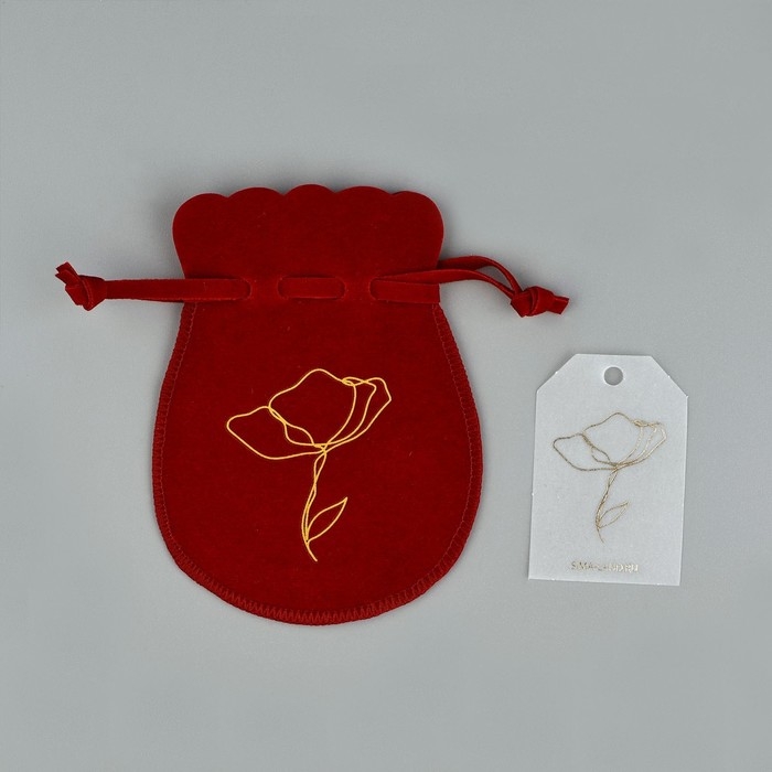 Мешок замшевый  &laquo;Цветок&raquo;, красный, тиснение, 9 &times; 12 см