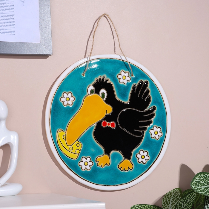 Панно Панно "Ворона", 19,5 см, майолика