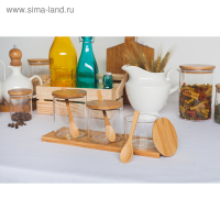 Банки стеклянные для хранения сыпучих продуктов Magistro «Эко», 3 предмета: 220/320/420 мл, с ложками Банки стеклянные для хранения сыпучих продуктов Magistro «Эко», 3 предмета: 220/320/420 мл, с ложками