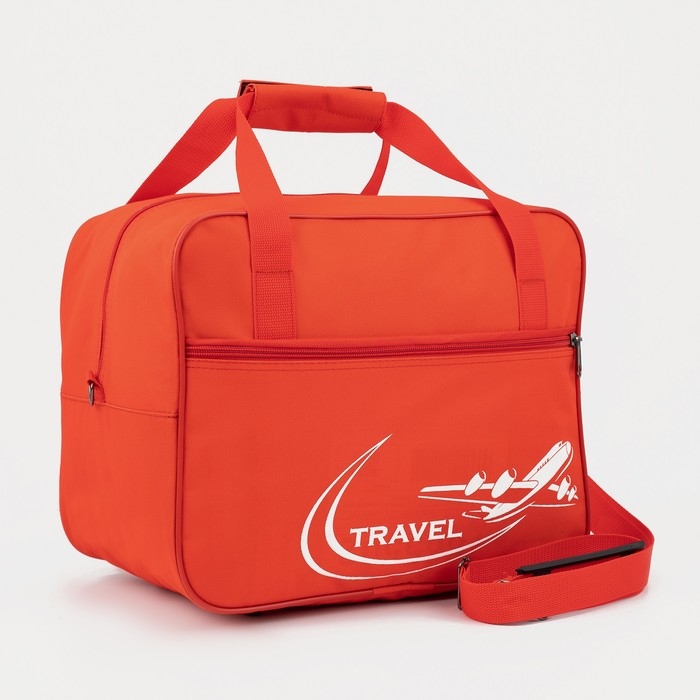 Сумка дорожная на молнии, 2 наружных кармана, длинный ремень, цвет красный Сумка дорожная на молнии, 2 наружных кармана, длинный ремень, цвет красный