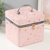 Шкатулка кожзам с зеркалом "Вспышка беж" н-р 3 шт 16,5х16,5х14 15х15х10,5 19х19х19 см Шкатулка кожзам с зеркалом "Вспышка беж" н-р 3 шт 16,5х16,5х14 15х15х10,5 19х19х19 см