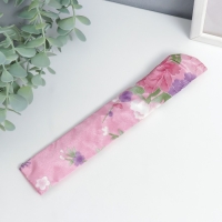 Веер бамбук, текстиль h=21 см "Цветы" с чехлом, розовый Веер бамбук, текстиль h=21 см "Цветы" с чехлом, розовый