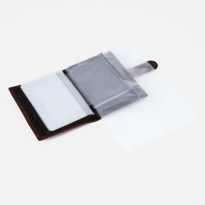 Портмоне мужское на кнопке, 3 в 1, для автодокументов, паспорта, карт, купюр, цвет коричневый Портмоне мужское на кнопке, 3 в 1, для автодокументов, паспорта, карт, купюр, цвет коричневый