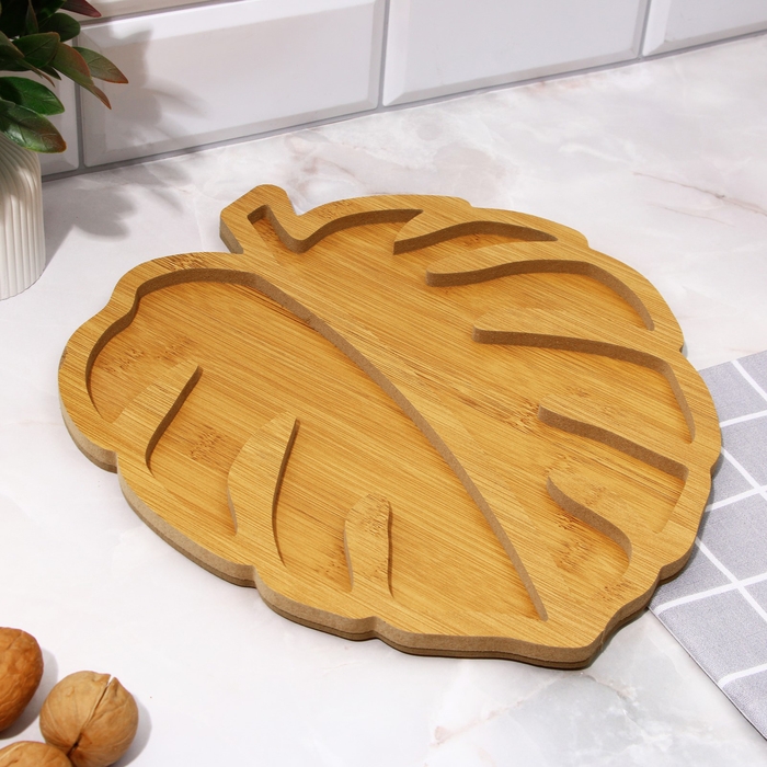 Менажница, набор 2 шт., дерево &laquo;Посуда Уют &raquo;, монстера 30х30 см., менажница 30х30 см.