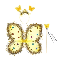 Карнавальный набор &laquo;Бабочка&raquo;, 3 предмета: крылья, ободок, жезл, цвет золотой