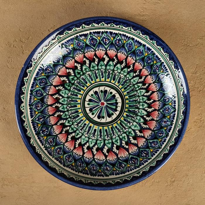 Ляган Риштанская Керамика "Узоры", 25 см, синий