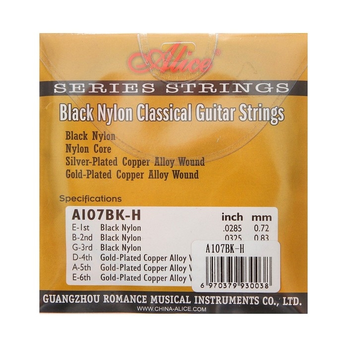 Струны для классической гитары Alice A107BK, черный нейлон Струны для классической гитары Alice A107BK, черный нейлон