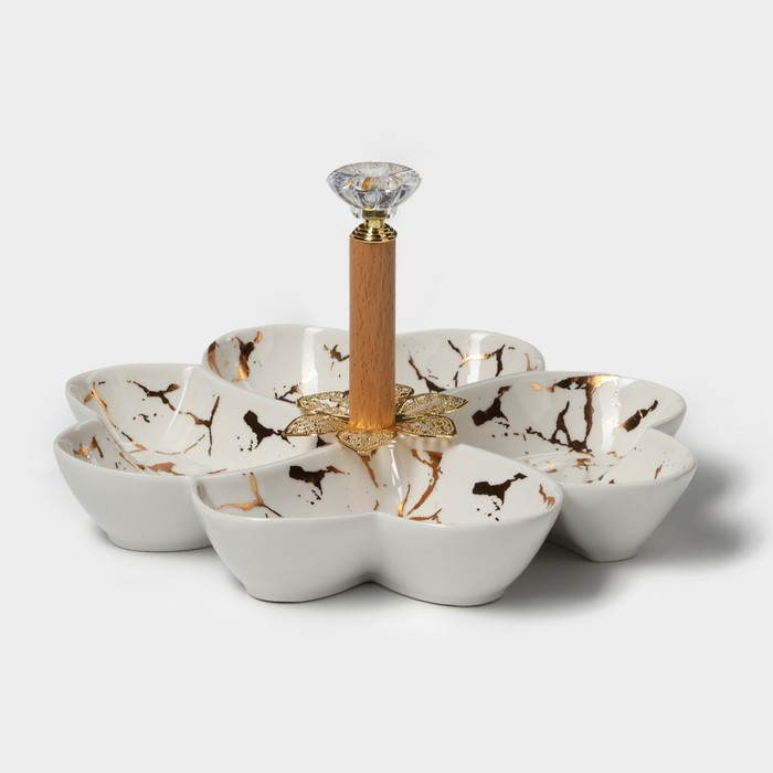 Менажница 4 ячейки &laquo;Марбл&raquo;, 20&times;3,2 см, цвет белый