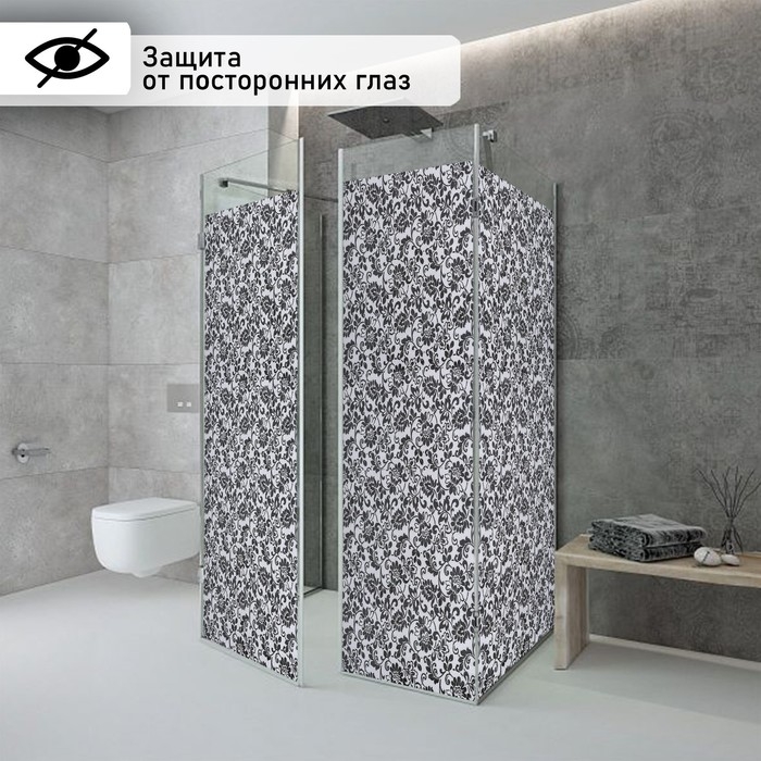 Витражная плёнка «Орнамент», 45×200 см, цвет чёрный Витражная плёнка «Орнамент», 45×200 см, цвет чёрный