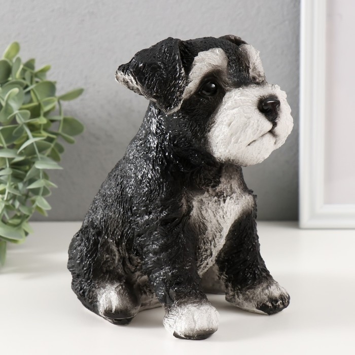 Фигурка  "Щеночек Миттель" высота 17 см, ширина 11,5 см, длина 16,5 см черно-белый