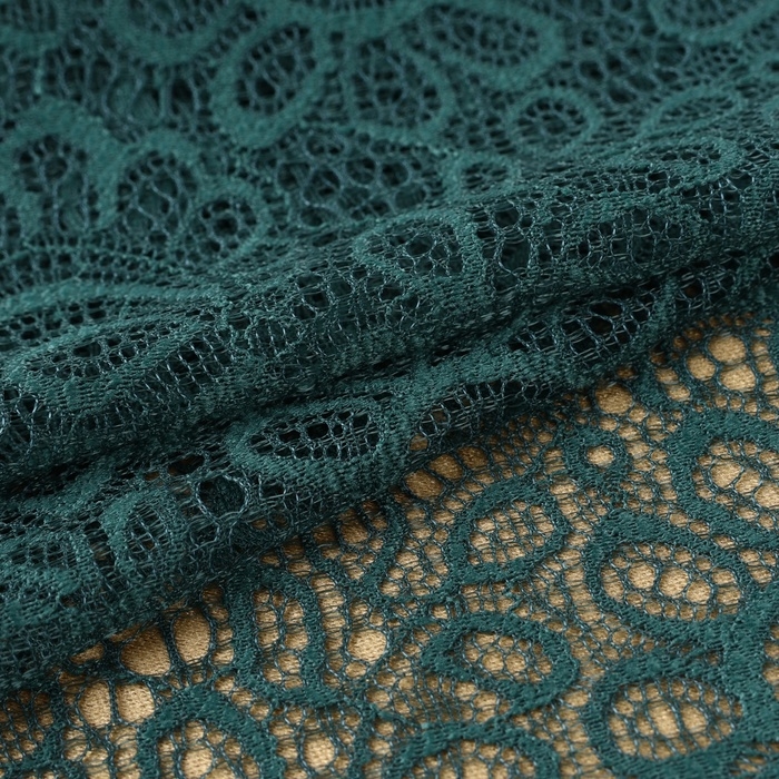 Кружевная эластичная ткань, 190 мм &times; 2,7 &plusmn; 0,5 м, цвет изумрудный