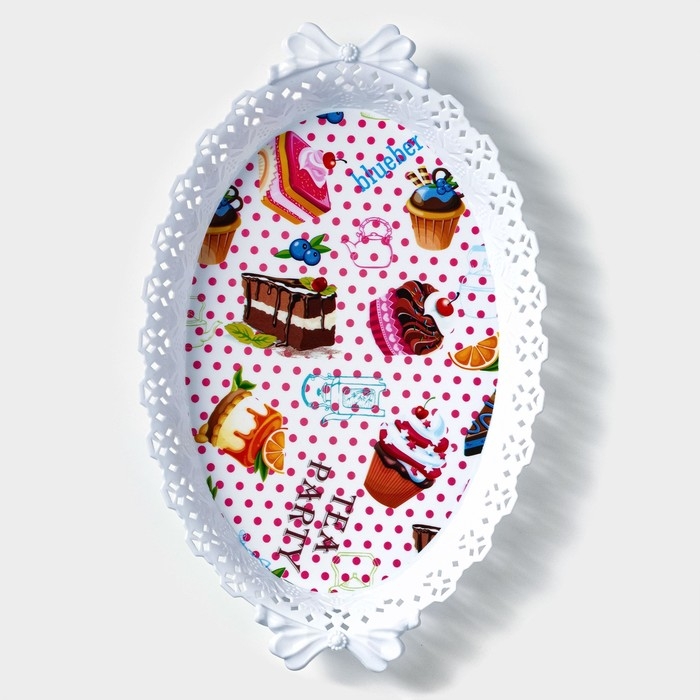 Поднос овальный Доляна &laquo;Пастораль&raquo;, 36&times;22&times;5 см, цвет МИКС