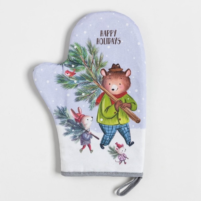 Новый год. Набор Кухонный Magic winter, варежка-прихватка 20х28см, прихватка 19х19см, 100% хл