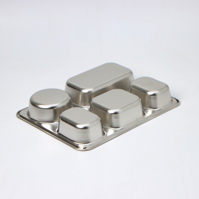 Поднос из нержавеющей стали, 5 секций, 28×22×4 см Поднос из нержавеющей стали, 5 секций, 28×22×4 см