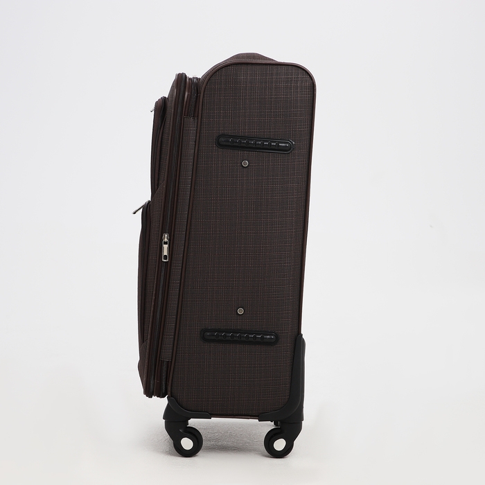 Чемодан средний 52 л (M), отдел на молнии, кодовый замок, с расширением, цвет коричневый