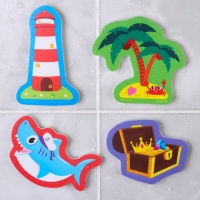 Набор игрушек для ванны "Пираты"8 штук с сеткой + сачок, Крошка Я Набор игрушек для ванны "Пираты"8 штук с сеткой + сачок, Крошка Я