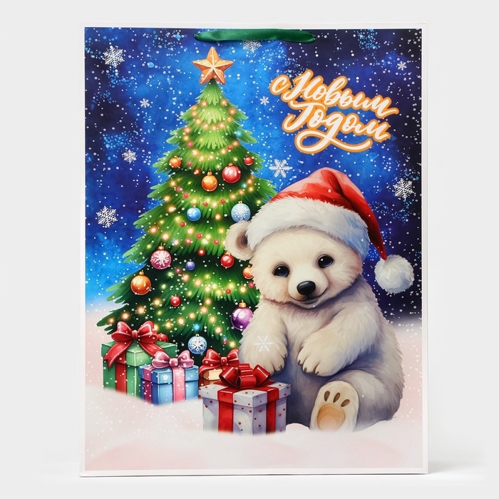 Новый год. Пакет ламинированный &laquo;Медвежонок&raquo;, XXL 61 х 46 х 20 см.