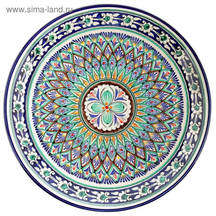 Ляган Риштанская Керамика "Узоры", 37 см, синий