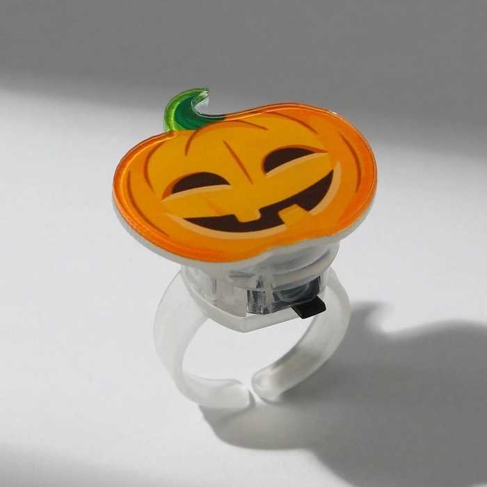 Кольцо детское с огоньком на Хэллоуин, МИКС, безразмерное.