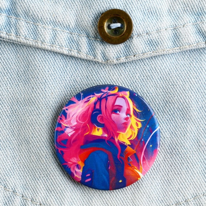 Значок металлический аниме , набор &laquo;Неон&raquo;, d=38 мм, 4 шт.