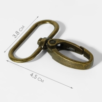 Карабин металлический, 45 &times; 38 мм / 32 &times; 2,7 мм, 10 шт, цвет бронзовый