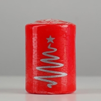 Свеча - цилиндр "Ёлочка", 5,6х8 см, красная с серебром Свеча - цилиндр "Ёлочка", 5,6х8 см, красная с серебром