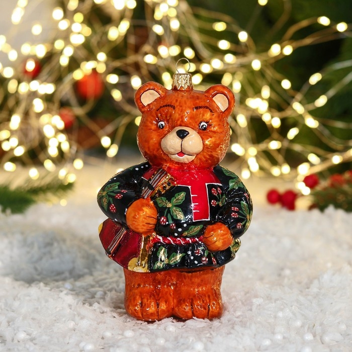 Елочное украшение Елочное украшение "Мишка с балалайкой" 15 см, микс