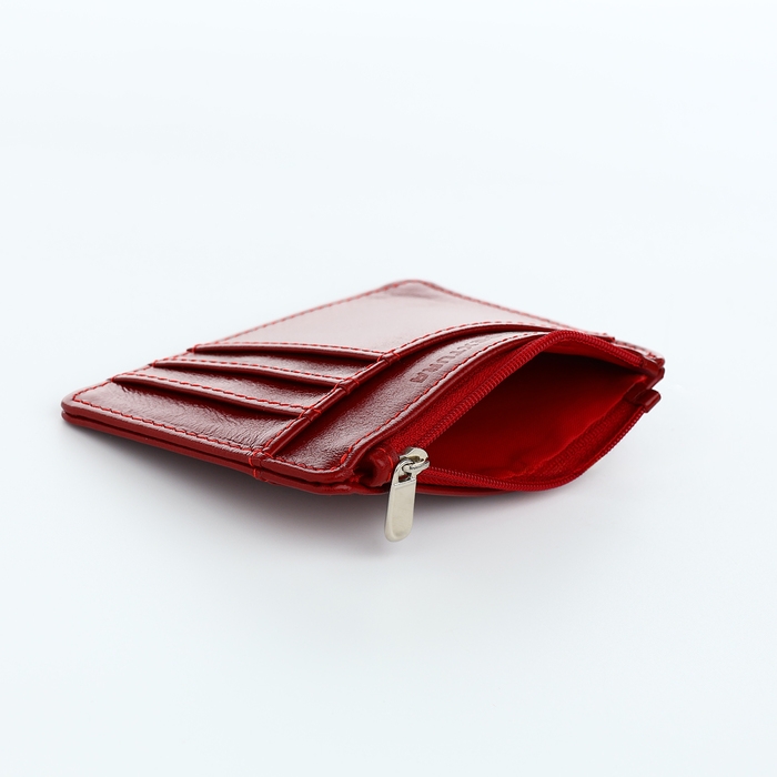 Визитница кожаная, TEXTURA, 8 карт, цвет красный