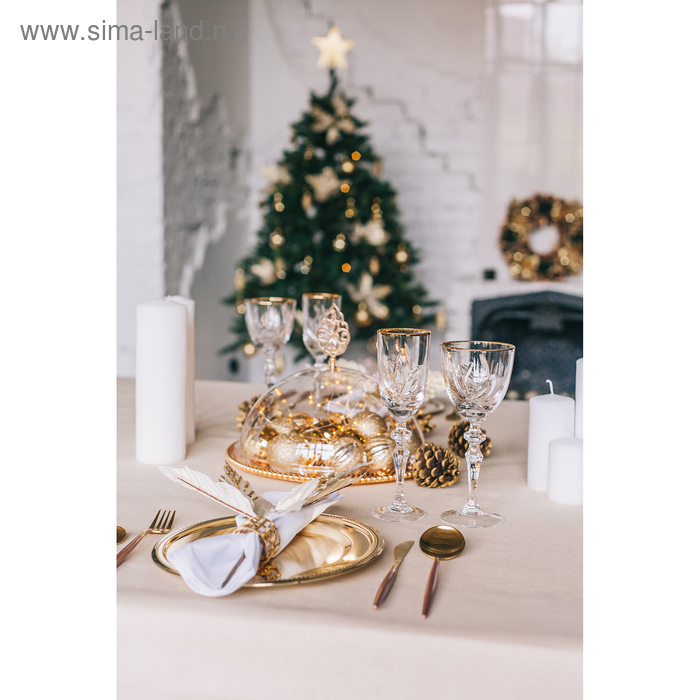 Набор бокалов хрустальных для вина &laquo;Цветок&raquo;, отводка золотом, 160 мл, 6 шт