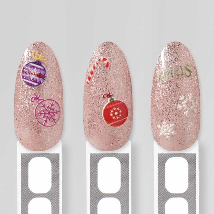 Новый год! Наклейки для ногтей &laquo;Зимние игрушки&raquo;, объёмные, разноцветные