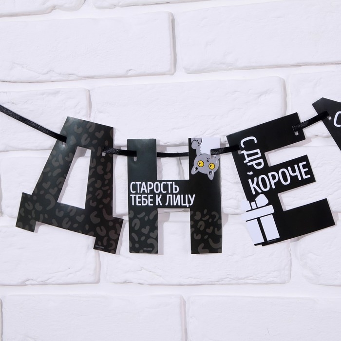 Гирлянда на ленте &laquo;С Днем Рождения!&raquo;, оскорбительные, длина 250 см