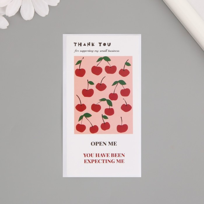 Наклейка бумага благодарность Наклейка бумага благодарность "Вишня" набор 50 шт 10х5 см