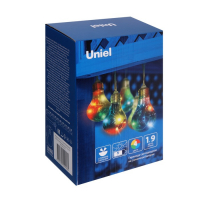 Гирлянда Uniel «Нить» 1.9 м с насадками «Лампочки», IP44, прозрачная нить, 10 лампочек, свечение мульти, 1 режим, солнечная батарея Гирлянда Uniel «Нить» 1.9 м с насадками «Лампочки», IP44, прозрачная нить, 10 лампочек, свечение мульти, 1 режим, солнечная батарея