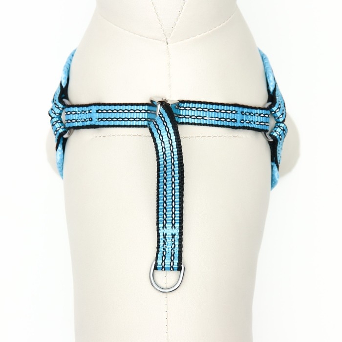 Шлейка супермягкая со светоотражающей прошивкой, размер М, обхват 32-63 см, голубая Шлейка супермягкая со светоотражающей прошивкой, размер М, обхват 32-63 см, голубая