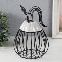 Сувенир вазон металл, керамика "Тыква с листочком" черная с белым 14,3х14,3х21 см Сувенир вазон металл, керамика "Тыква с листочком" черная с белым 14,3х14,3х21 см