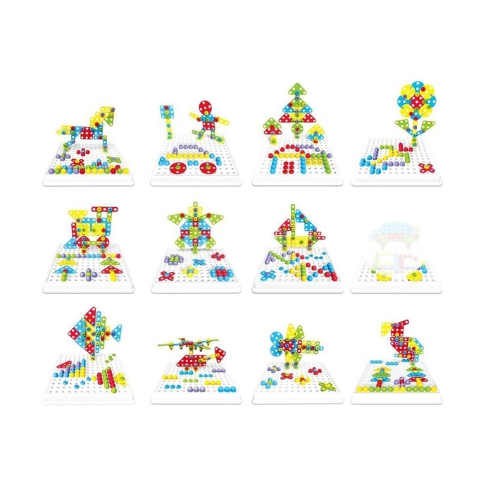 Конструктор Болтовая мозаика &laquo;Объёмные фигуры&raquo;, с отвёрткой и основанием, 189 деталей