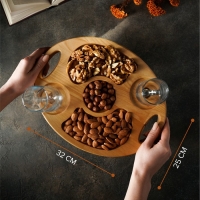 Столик - поднос для подачи вина и чая Adelica, с менажницей и складными ножками, на 2 персоны, пропитана минеральным маслом, 32&times;25&times;1,8 см, в подарочной упаковке, берёза