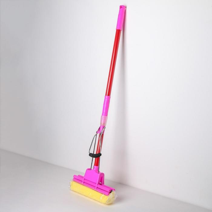 Швабра для мытья пола с двойным роликовым отжимом Доляна, насадка ПВА 28&times;6 см, телескопическая ручка 96-119 см, цвет МИКС