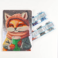 Алмазная мозаика на новый год с частичным заполнением на холсте &laquo;Лисичка&raquo;, 15 х 21 см, новогодний набор для творчества