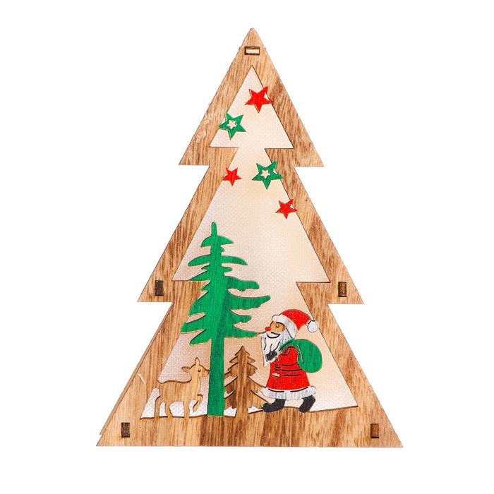 Новогодний световой декор настольный &laquo;Ёлка и дед мороз&raquo; 15&times;11&times;2 см