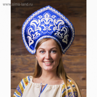 Кокошник «Морозный узор», атлас, цвет синий Кокошник «Морозный узор», атлас, цвет синий