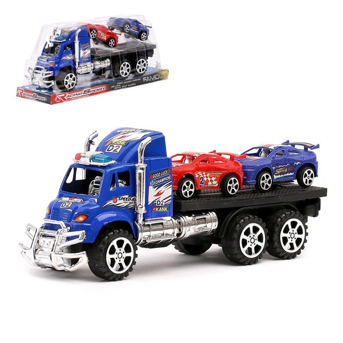 Грузовик инерционный «Автовоз» с двумя машинками, цвета МИКС Грузовик инерционный «Автовоз» с двумя машинками, цвета МИКС