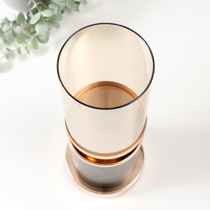 Подсвечник металл, стекло на 1 свечу Подсвечник металл, стекло на 1 свечу "Камилла" d=9 см золото 12х12х29 см