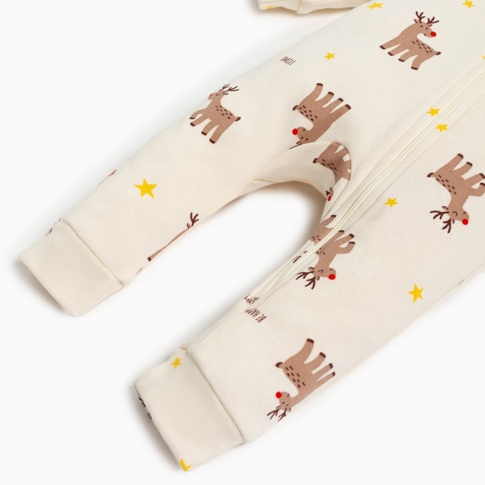 Комбинезон Крошка Я "Merry Xmas", рост 62-68 см, цвет бежевый