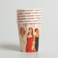 Набор бумажной посуды одноразовый С днём рождения, красотка&raquo;, 6 тарелок, 6 стаканов, 1 гирлянда