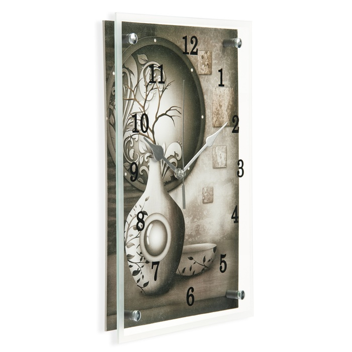Часы-картина настенные, интерьерные Часы-картина настенные, интерьерные "Серая ваза", бесшумные, 25 х 35 см