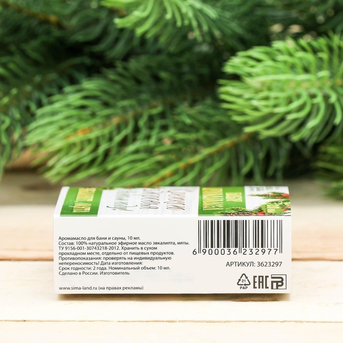 Набор эфирных масел 2 шт по 10 мл "Крепкого здоровья в новом году!" эвкалипт, мята