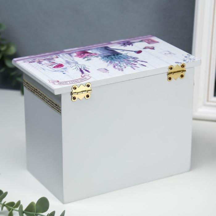 Шкатулка дерево комод 3 ящика Шкатулка дерево комод 3 ящика "Лаванда" 14,9х19,8х11,4 см